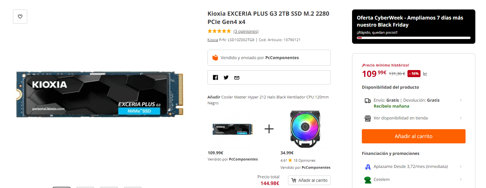 Kioxia EXCERIA PLUS G3 2 To SSD M.2 2280 PCIe Gen4 x4