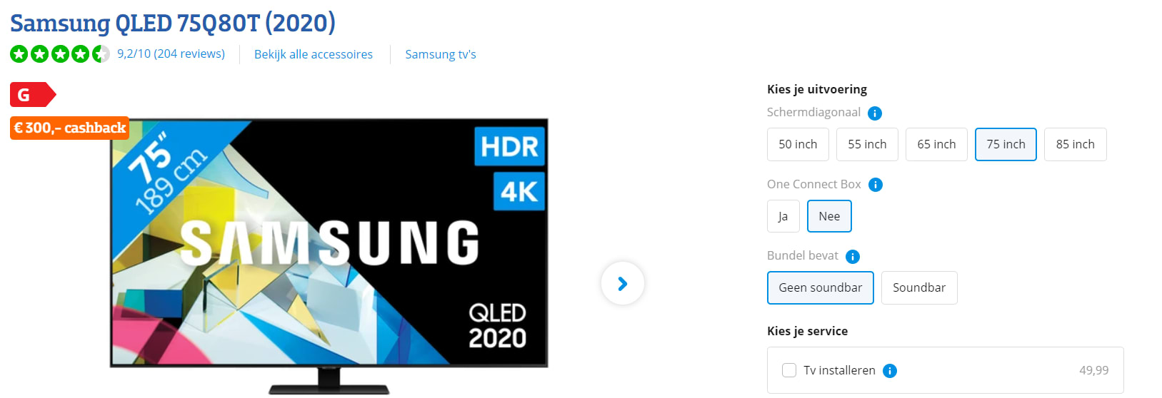 Samsung QLED 75Q80T (2020) 75" voor €1699 na cashback Aanbiedingen Enlarged image
