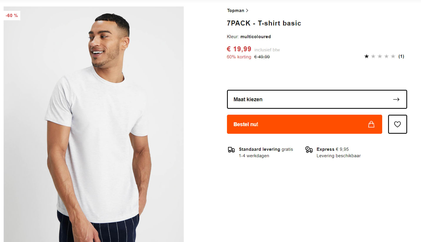 7-pack heren T-shirts van Topman voor €19,99 Aanbiedingen Enlarged image