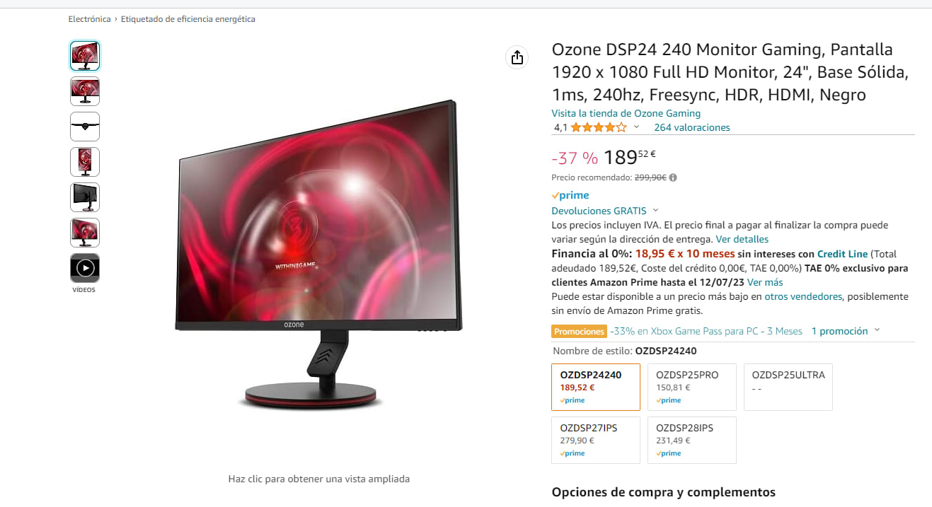 MONITOR OZONE DSP 24 PULGADAS 240HZ –