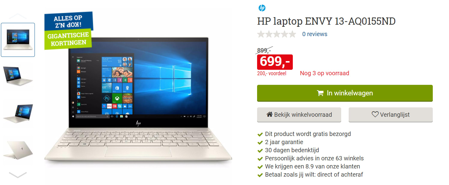 HP ENVY 13-AQ0155ND - 13.3 Inch laptop voor €699 met ENVY tas Aanbiedingen Enlarged image