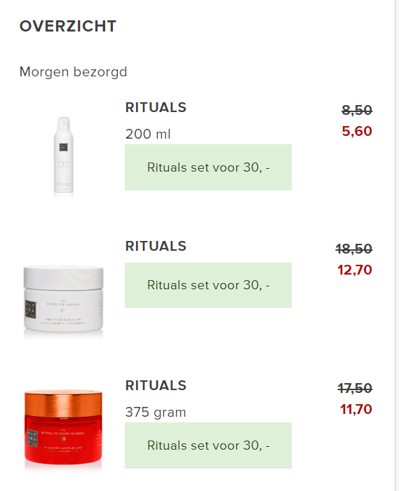Rituals fullsize scrub, body cream en foam voor €30 Aanbiedingen Enlarged image