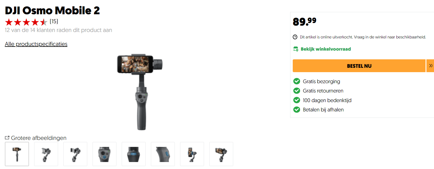 DJI Osmo Mobile 2 Statief voor Smartphones - Zwart voor €89,99 Aanbiedingen Enlarged image