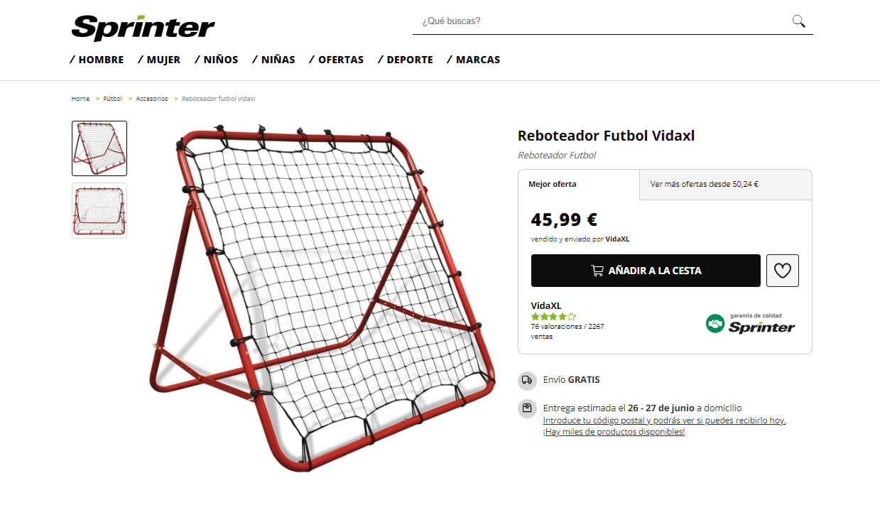 Reboteador Futbol Vidaxl - Reboteador Futbol