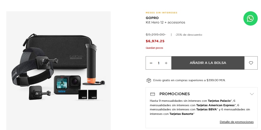 El Palacio de Hierro: GoPro kit hero 12 + accesorios