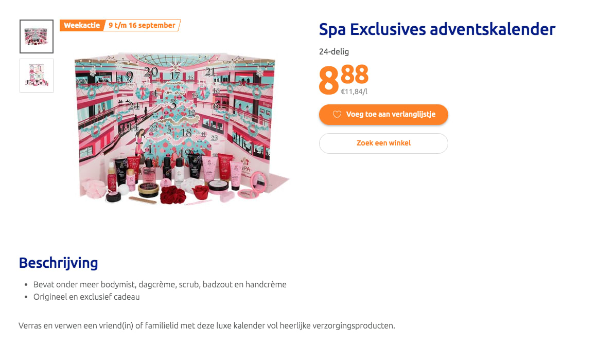 Spa exclusives adventskalender 24 delig voor €8,88 Aanbiedingen Enlarged image