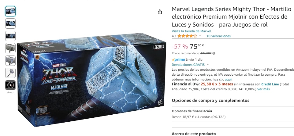 MARTILLO ELECTRÓNICO MARVEL MIGHTY THOR MJOLNIR