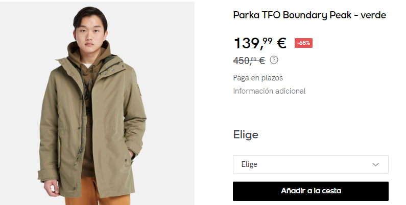 Parka de Hombre Timberland TFO Boundary Peak por 139.99€