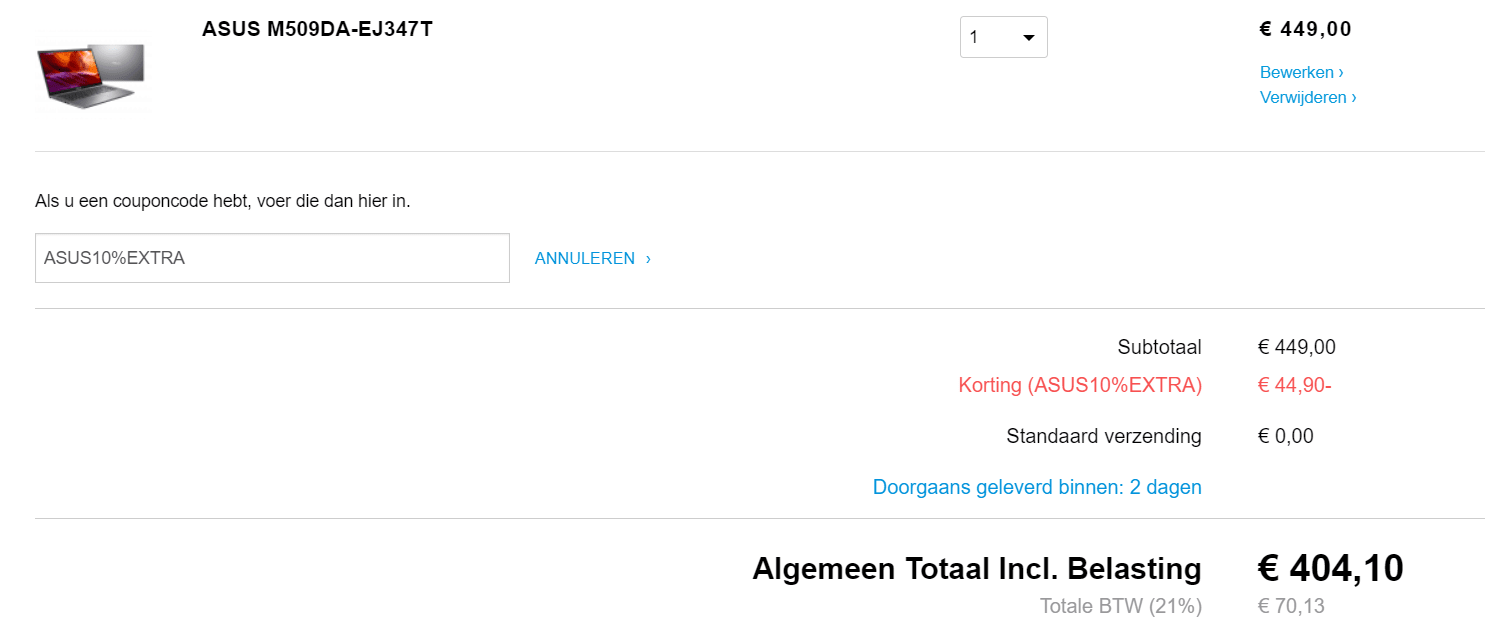 ASUS M509DA-EJ347T 15,6" voor €404,10 door kortingscode Aanbiedingen Enlarged image