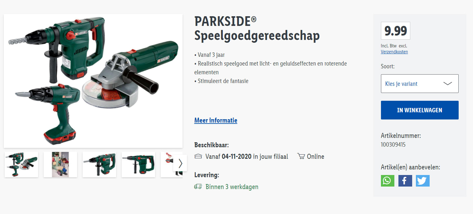 Diverse PARKSIDE® Speelgoedgereedschap voor €9,99 Aanbiedingen Enlarged image
