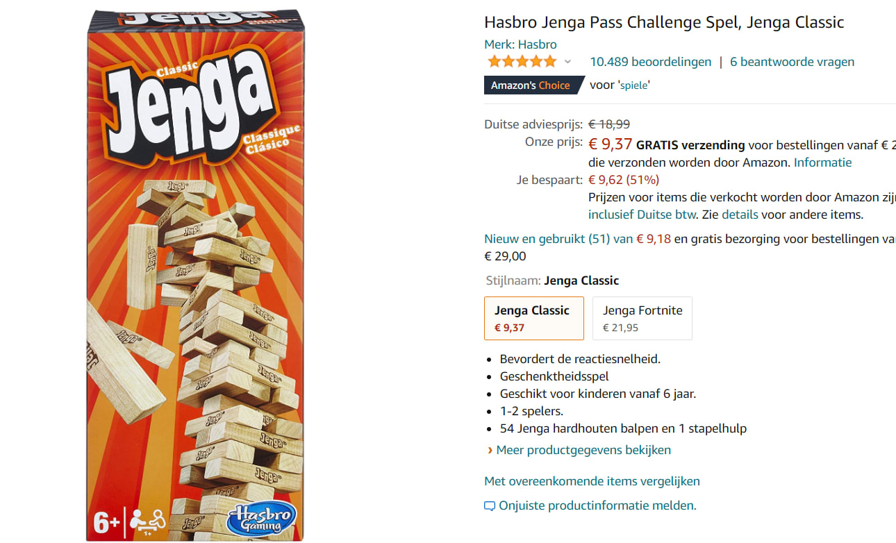 Jenga Classic - Gezelschapsspel voor €9,37 Aanbiedingen Enlarged image