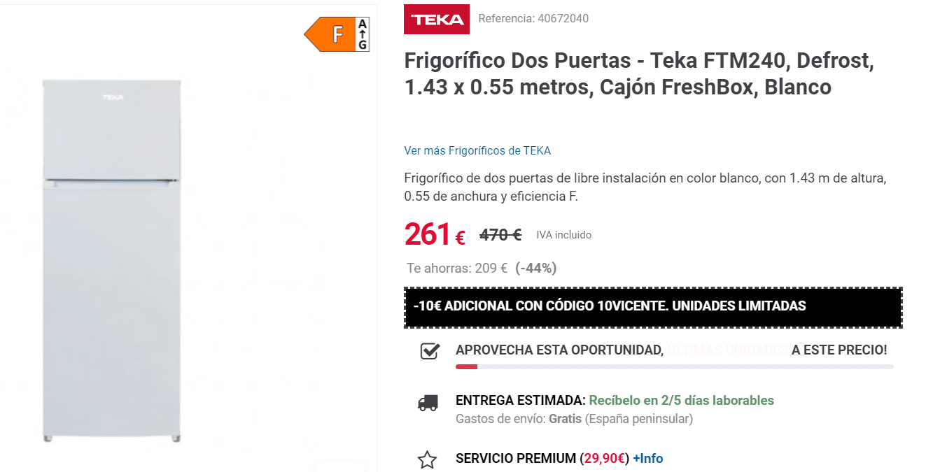 Frigorífico Dos puertas Teka F FTM240