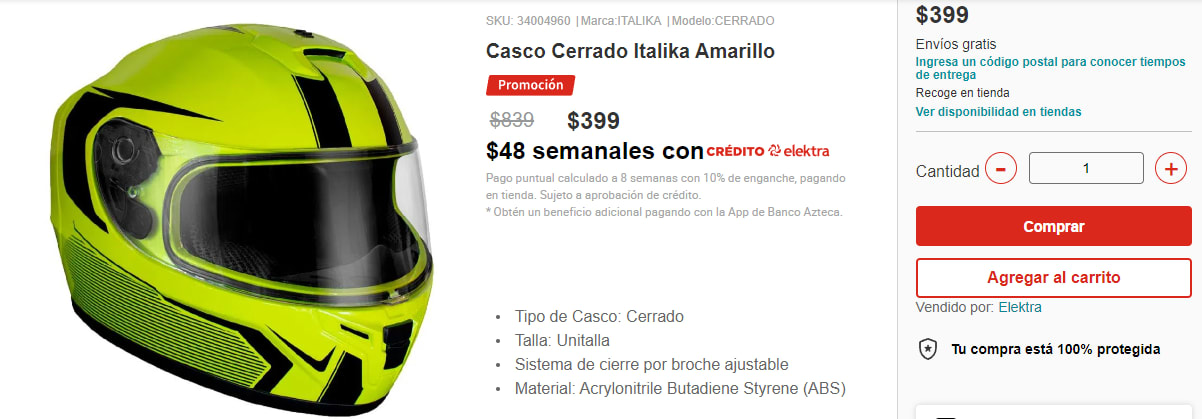 Casco italika cerrado amarillo hotsell