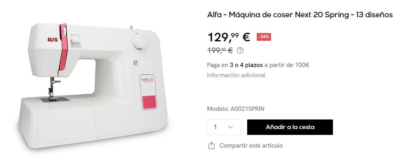 Maquina de coser Alfa Next 20