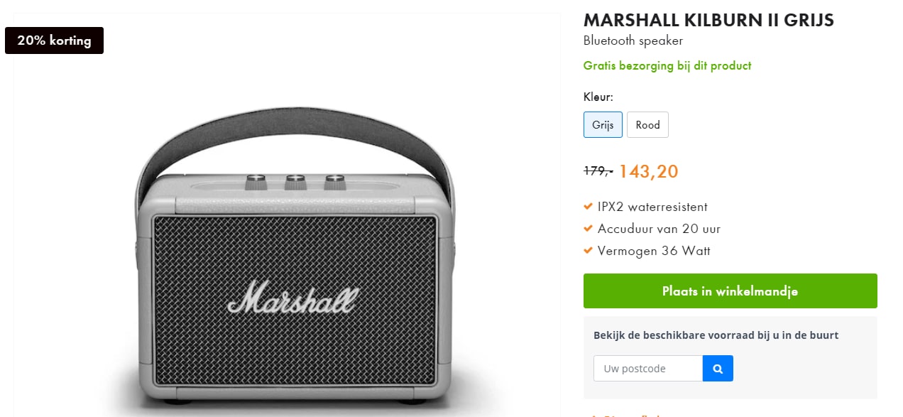 Marshall Kilburn II - Grijs voor €143 Aanbiedingen Enlarged image