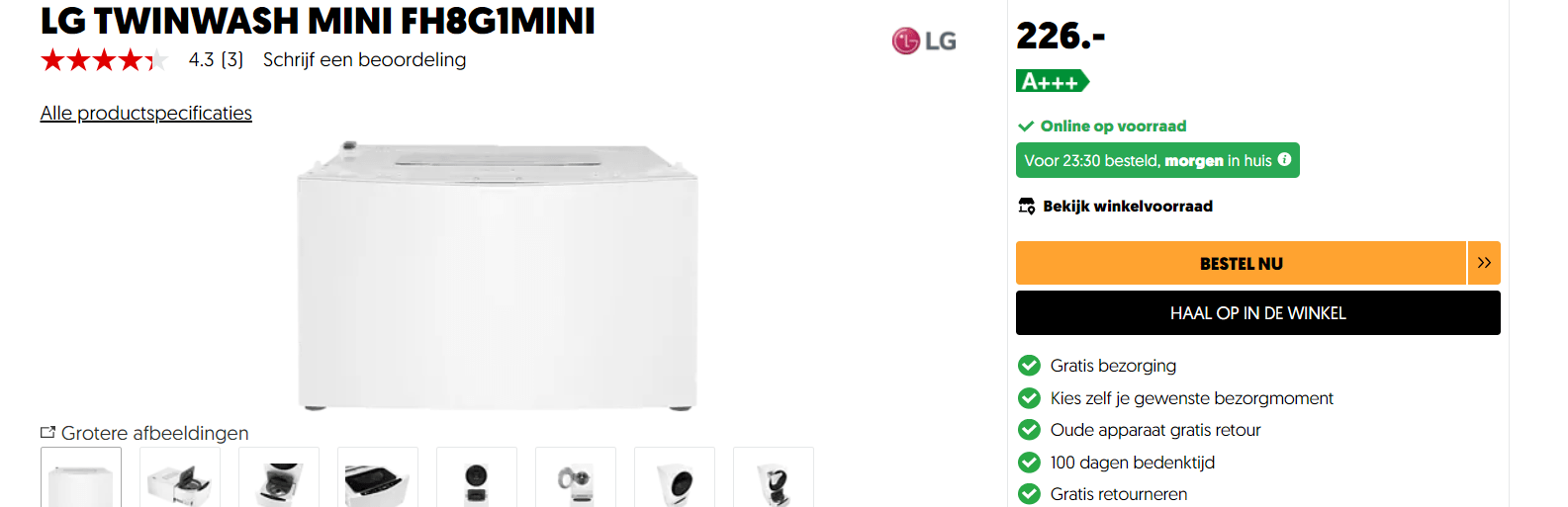 LG FH8G1MINI - TWINWash Mini Washer voor €226 Aanbiedingen Enlarged image
