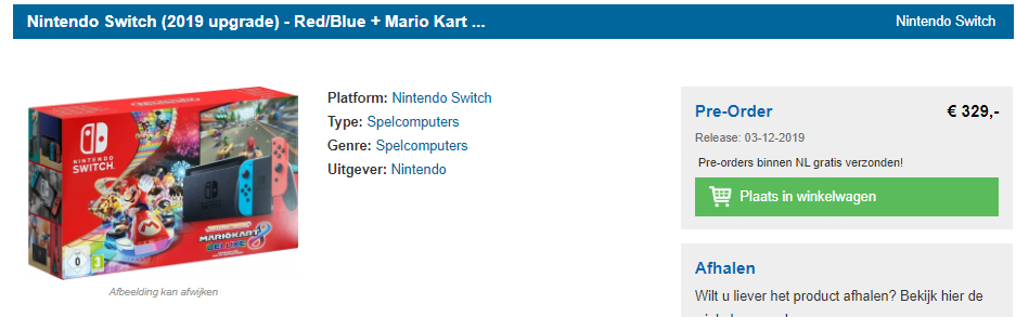Nintendo Switch (2019 upgrade) met Mario Kart 8 Deluxe voor €329 Aanbiedingen Enlarged image