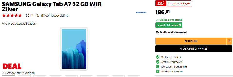 Samsung Galaxy Tab A7 32 GB WiFi Zilver voor €186,01 Aanbiedingen Enlarged image