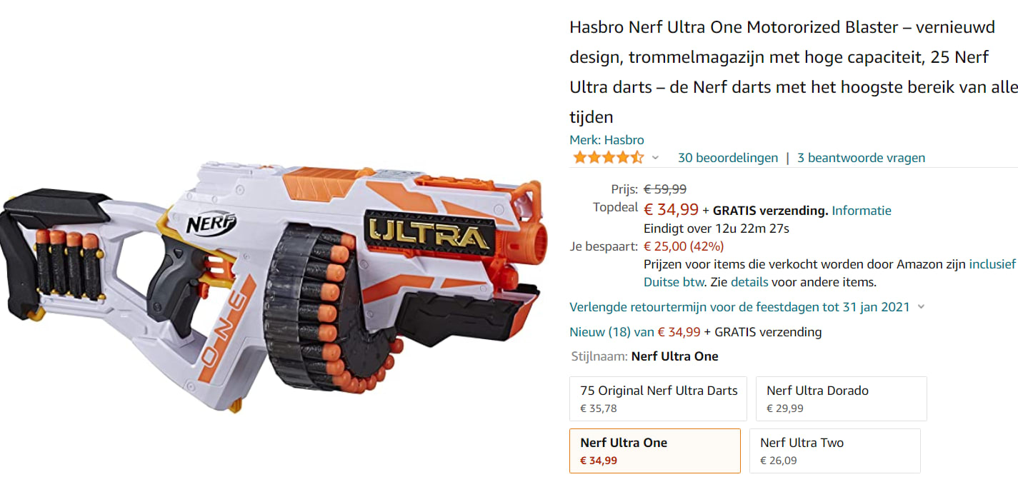 NERF Ultra One - Blaster voor €34,99 Aanbiedingen Enlarged image
