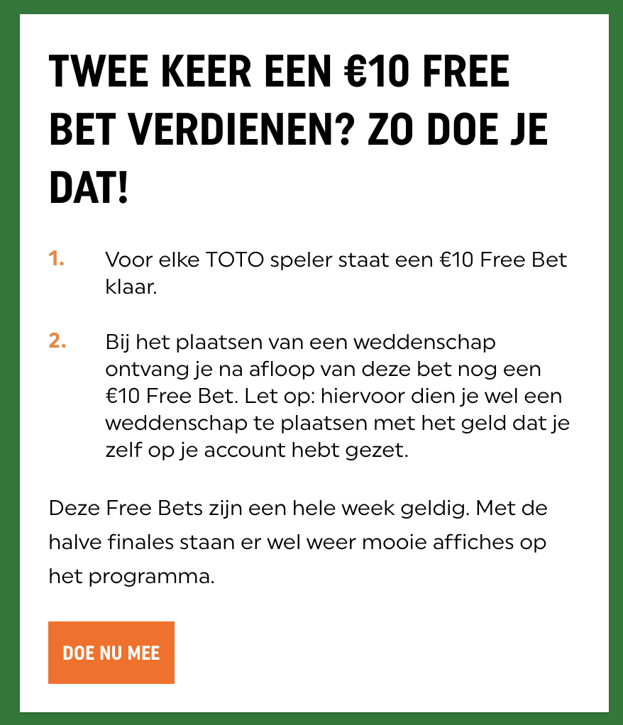 Ontvang een €10 gratis FreeBet Aanbiedingen Enlarged image