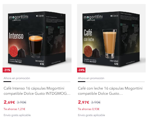 Café con Leche Mogorttini 16 unidades Compatible con Dolce Gusto