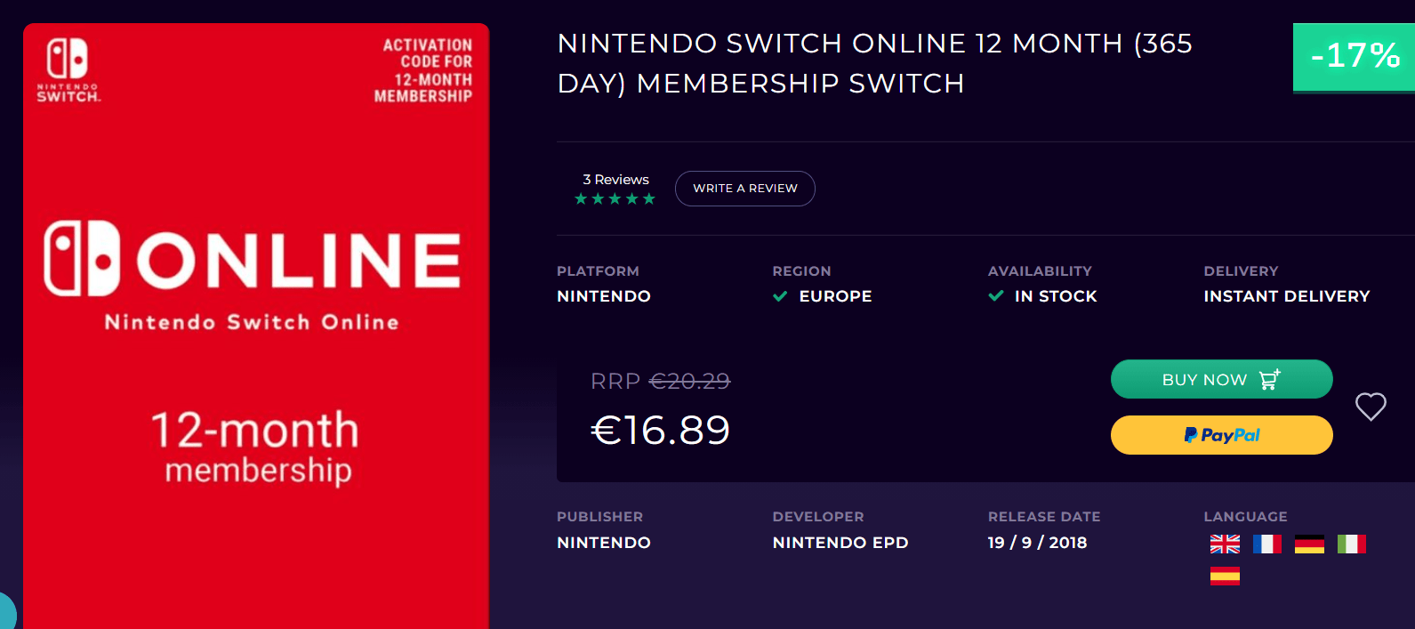 Nintendo Switch Online 12 maanden lidmaatschap voor €16,89 Aanbiedingen Enlarged image