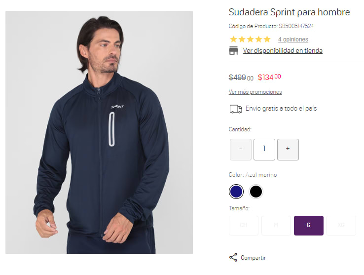 Sudadera Sprint con capucha para hombre