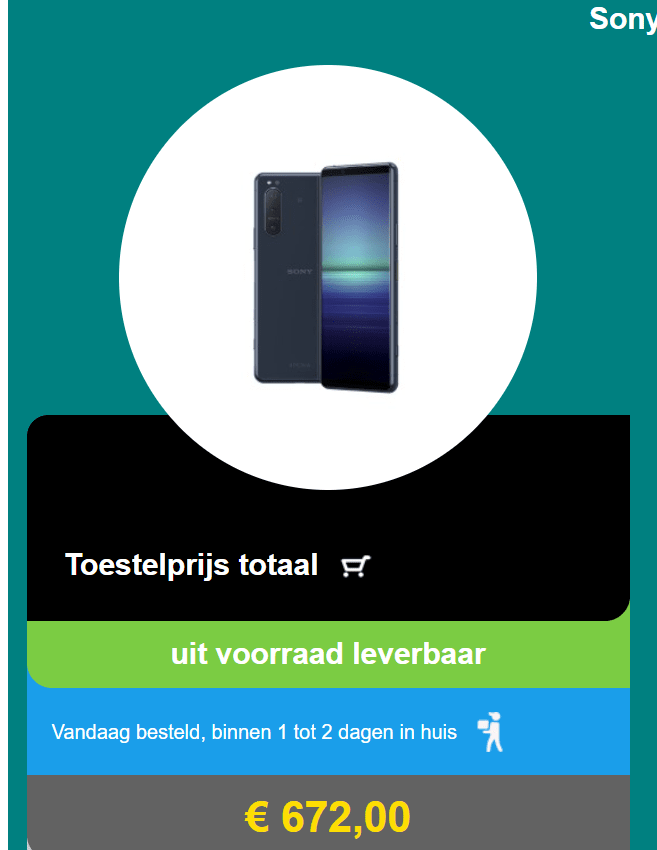 Sony Xperia 5 II voor €671 Aanbiedingen Enlarged image