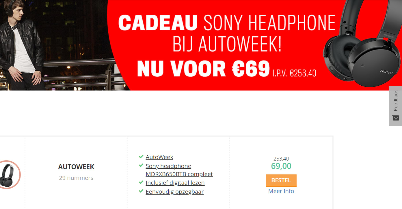 29x Autoweek met Sony MDR-XB650BT koptelefoon voor €69 Aanbiedingen Enlarged image