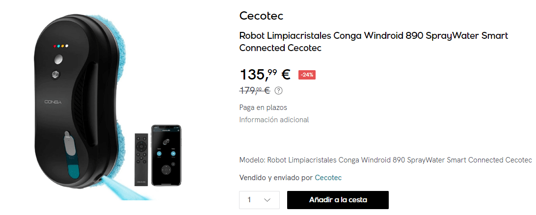 Robot limpiacristales Conga WinDroid 870 Connected Cecotec