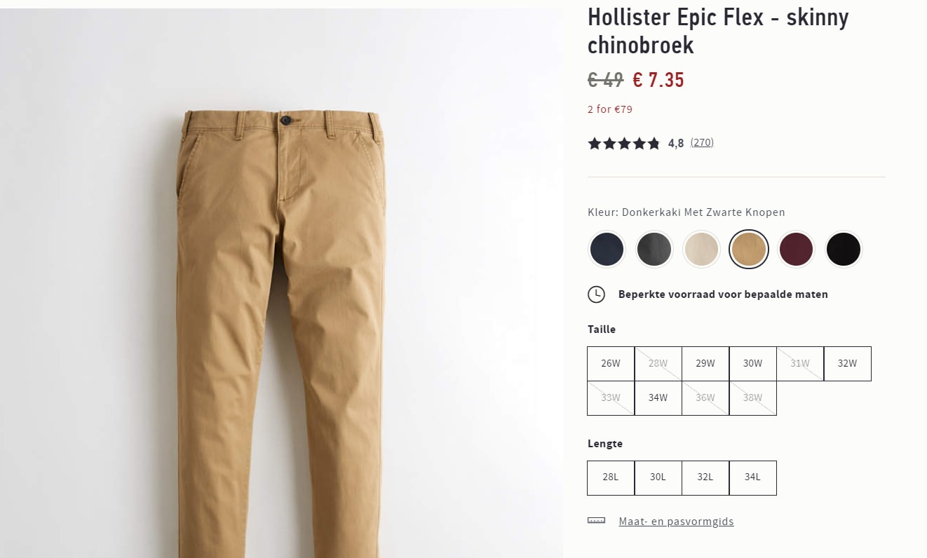 Hollister Epic Flex - skinny chinobroek voor €7,35 Aanbiedingen Enlarged image