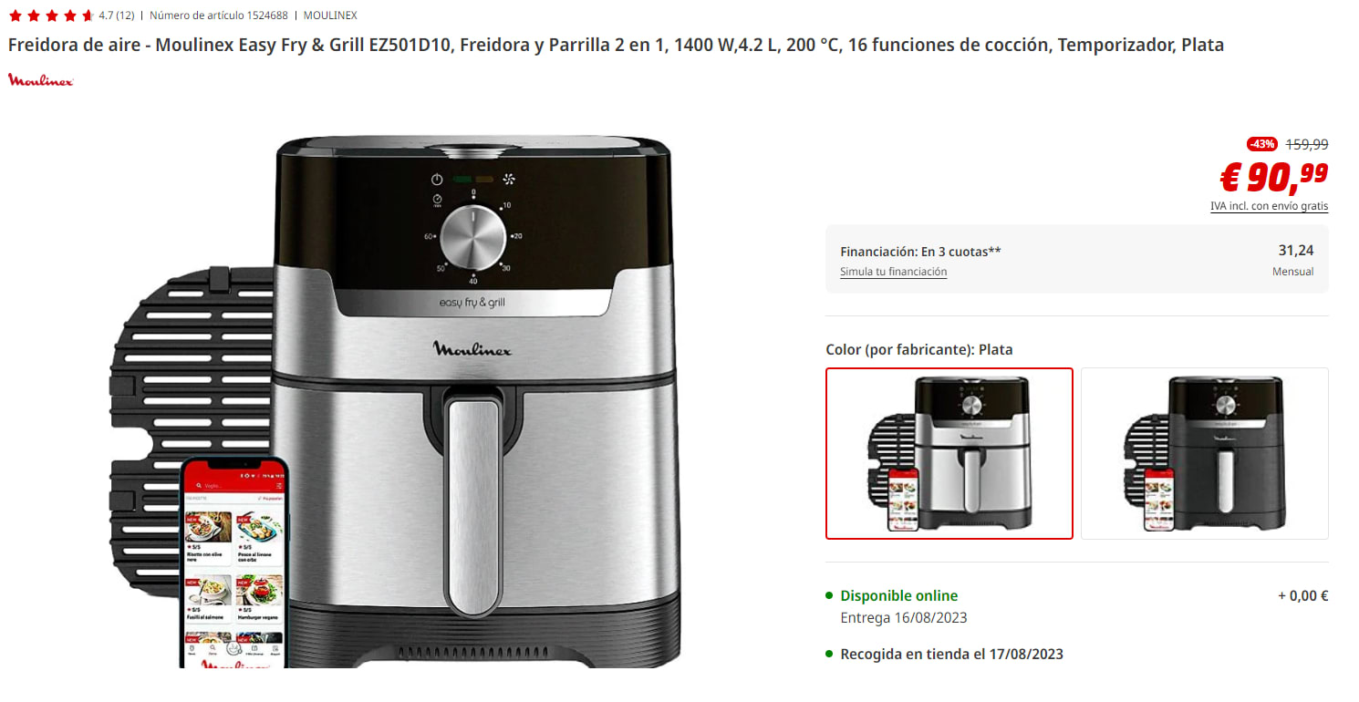 Moulinex sortea freidora de aire Easy Fry and Grill XXL – Regalos