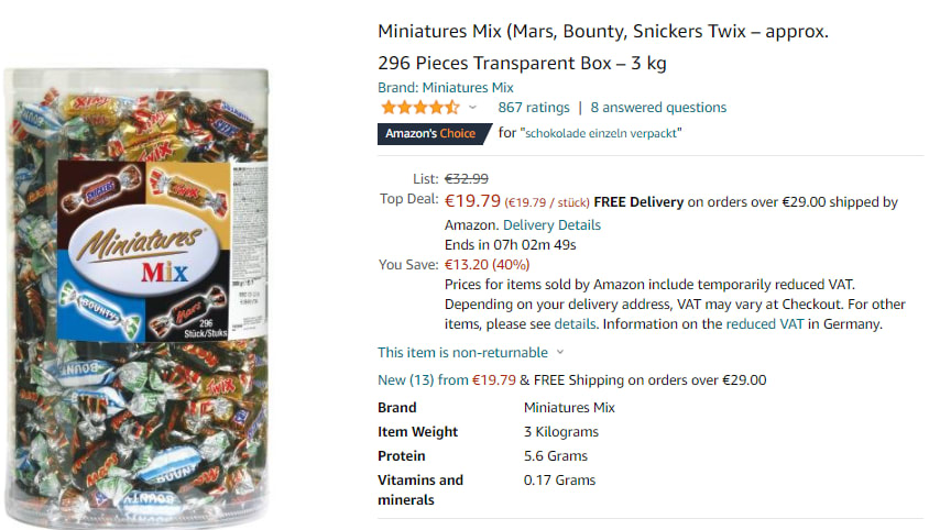 296x Mars, Snickers, Twix en Bounty's voor €19,79 Aanbiedingen Enlarged image