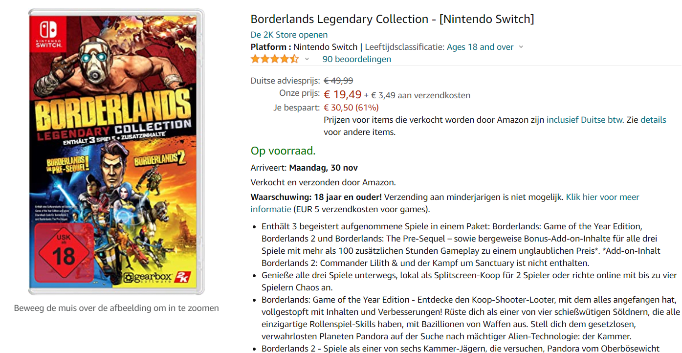 Borderlands - Legendary Collection (Nintendo Switch) voor €19,49 Aanbiedingen Enlarged image
