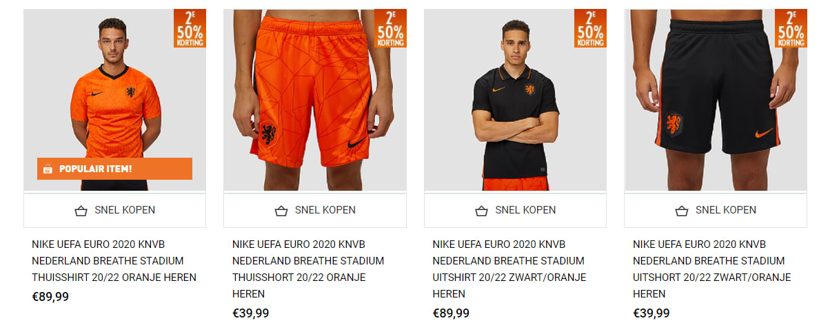 50% Korting op het 2e oranje Officiële Oranje voetbal tenue Aanbiedingen Enlarged image