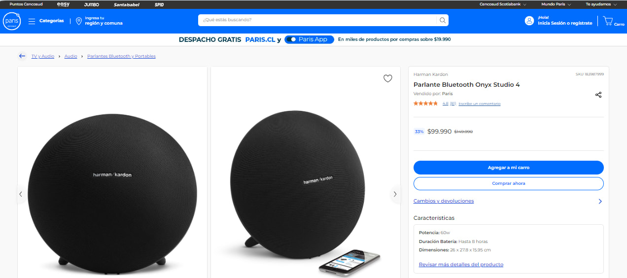 Parlante Bluetooth Onyx Studio 4