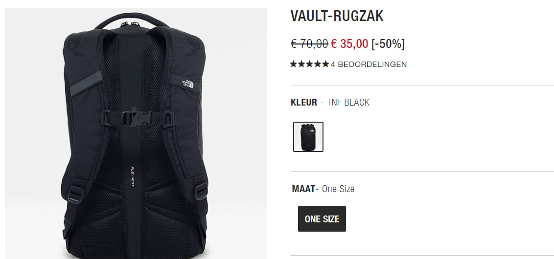 The North Face Vault rugzak - TNF Black voor €35 Aanbiedingen Enlarged image