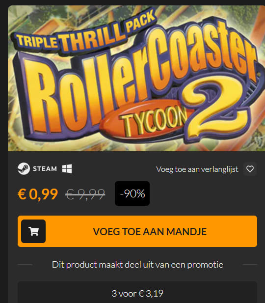 RollerCoaster Tycoon 2: Triple Thrill Pack voor €0,99 Aanbiedingen Enlarged image