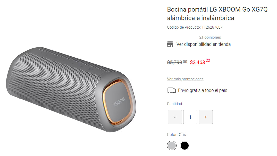 LG XBOOM Go XG7Q Black / Altavoz portátil