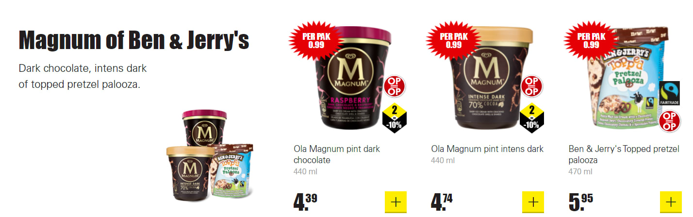 Magnum of Ben & Jerry's voor €0,99 Aanbiedingen Enlarged image
