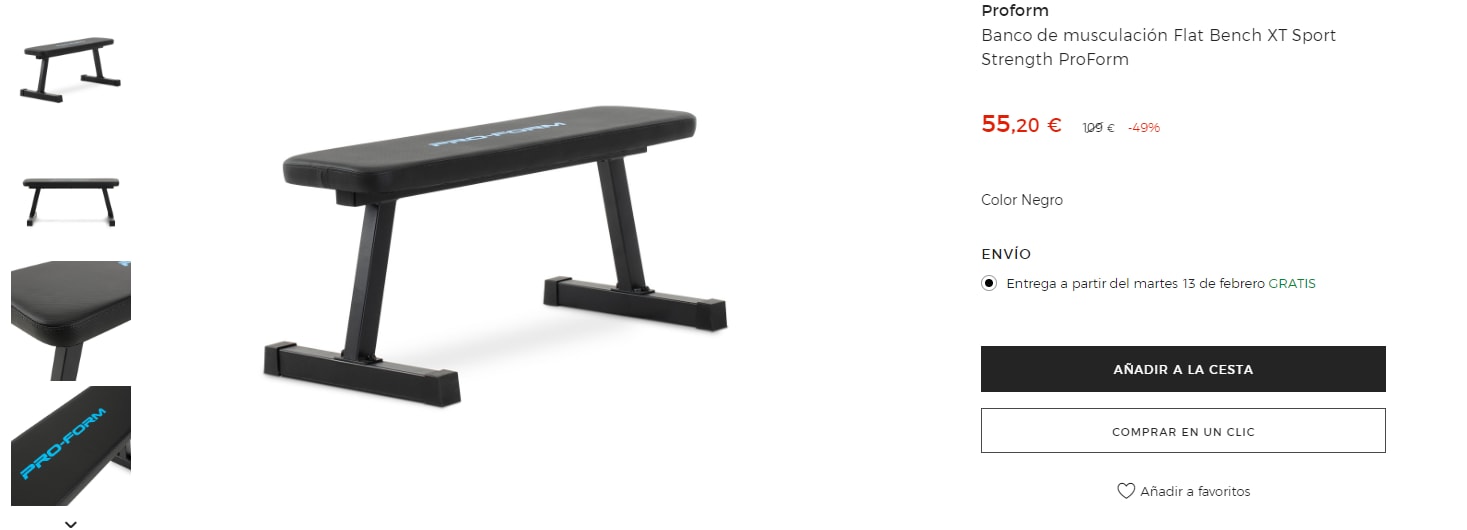 Banco de musculación Flat Bench XT Sport Strength ProForm por 55,20€