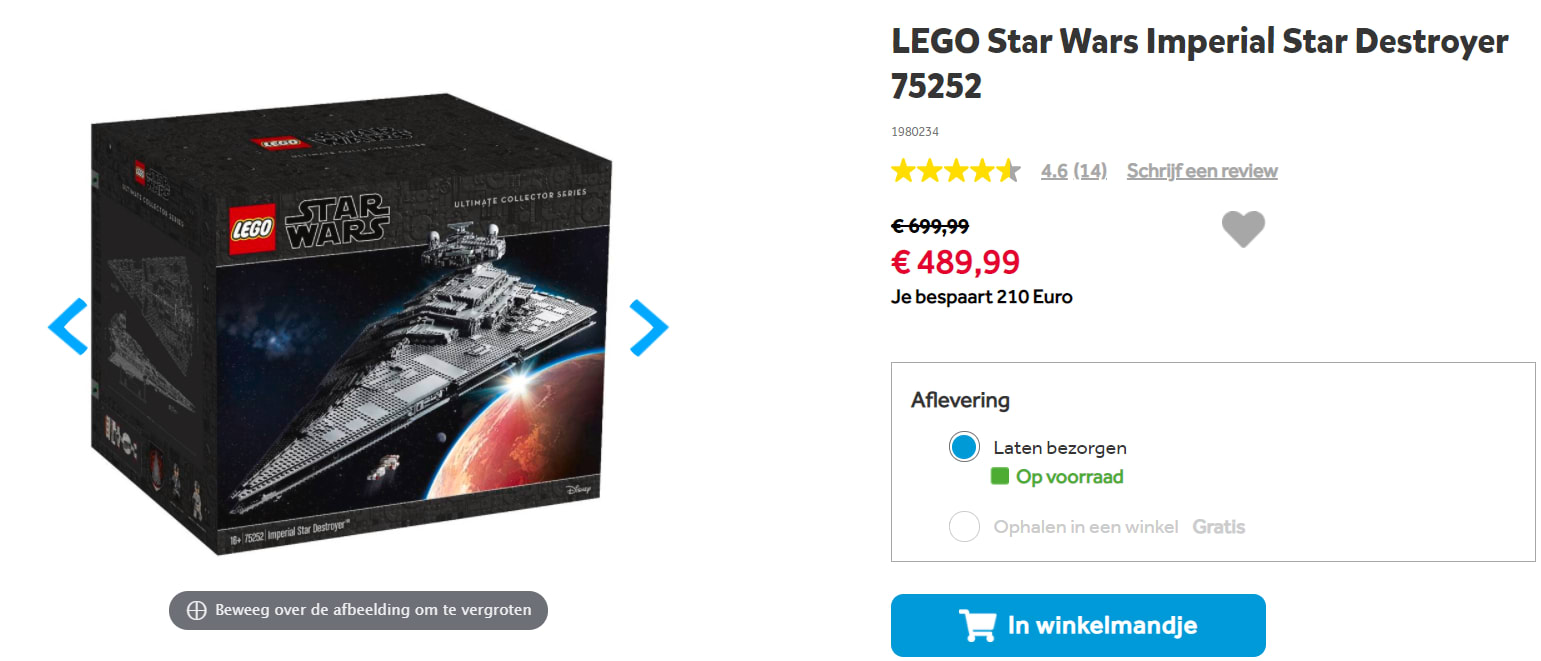 LEGO 75252 Imperial Star Destroyer voor €489,99 Aanbiedingen Enlarged image