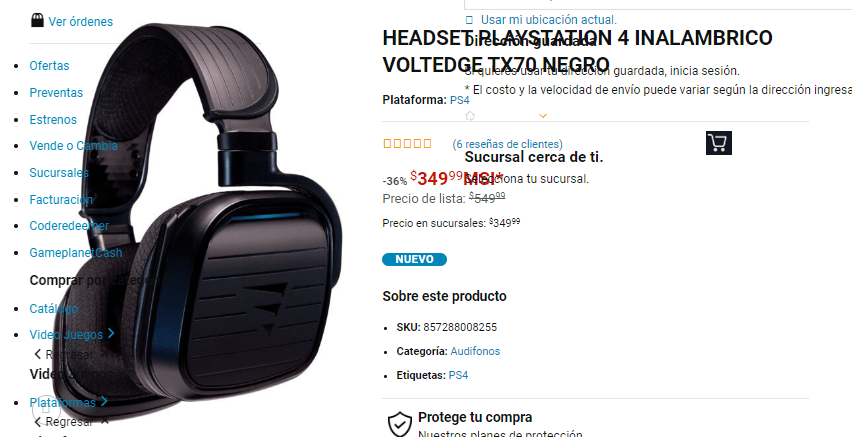 Audífonos On-Ear Voltedge Headset PS4 TX70 Inalámbricos