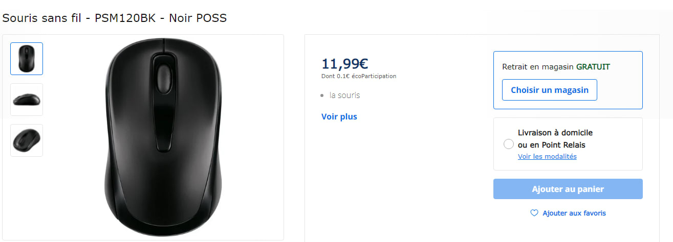 Souris sans fil - Noir POSS