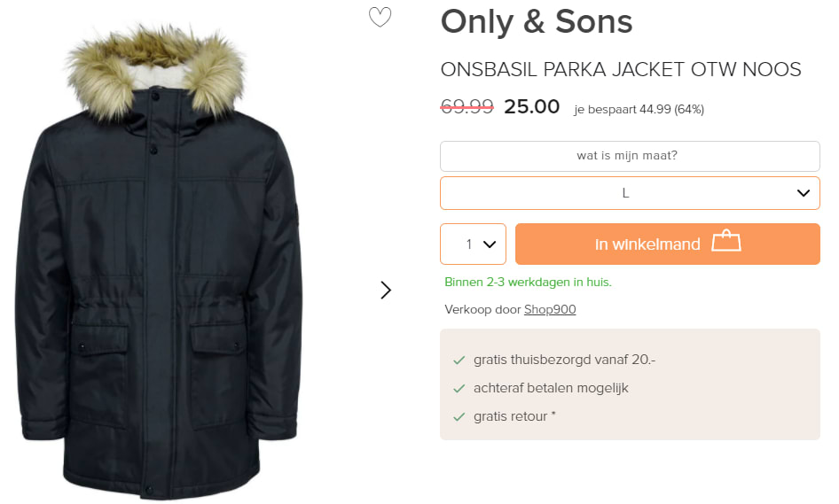 Only & Sons Onsbasil Parka Jacket voor €25 Aanbiedingen Enlarged image