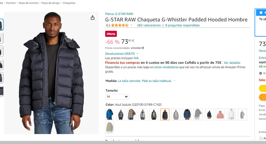 Chaqueta G-Whistler Padded Hooded | Negro | G-Star RAW® ES