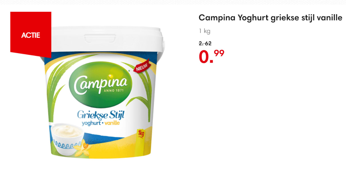 Campina Yoghurt - Griekse stijl vanille voor €0,99 Aanbiedingen Enlarged image