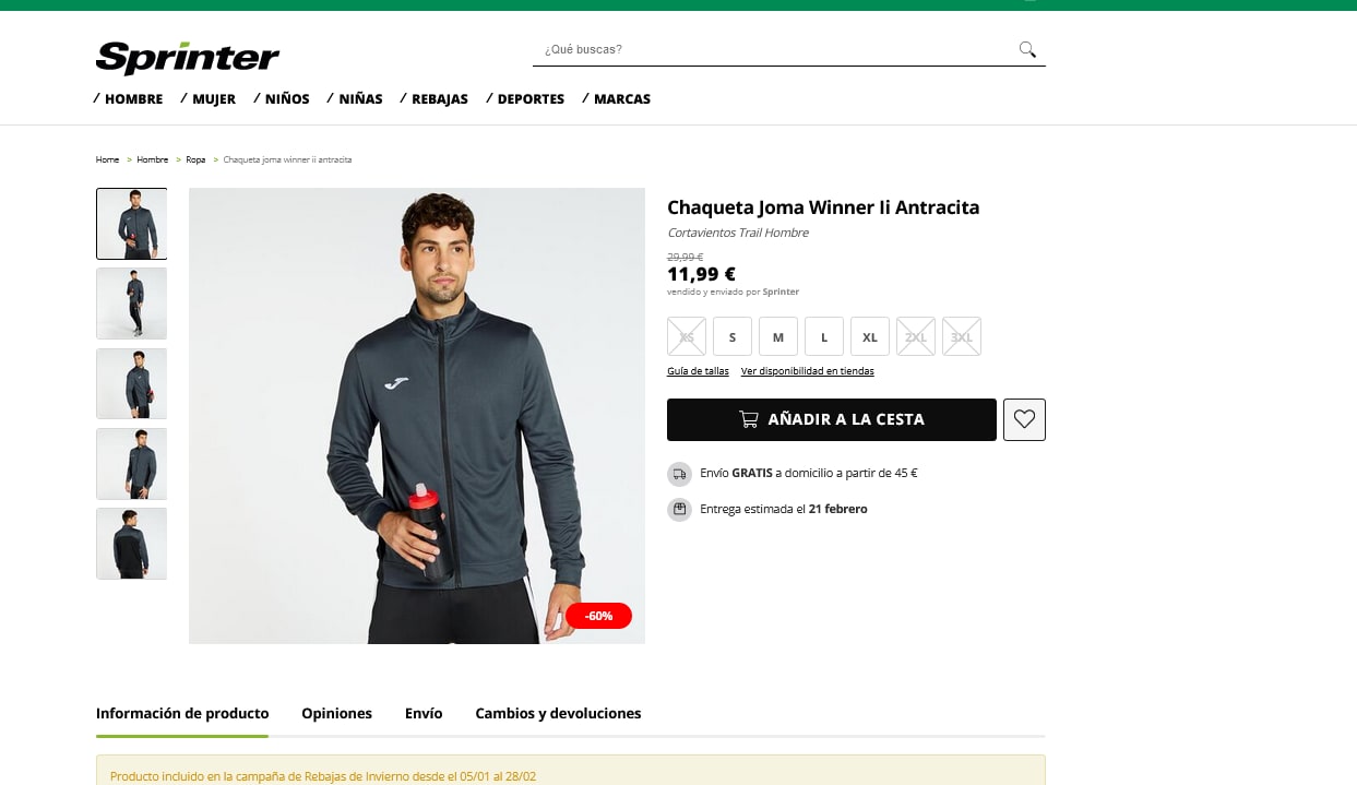 Joma Chaqueta Winner II - Mujer : : Moda