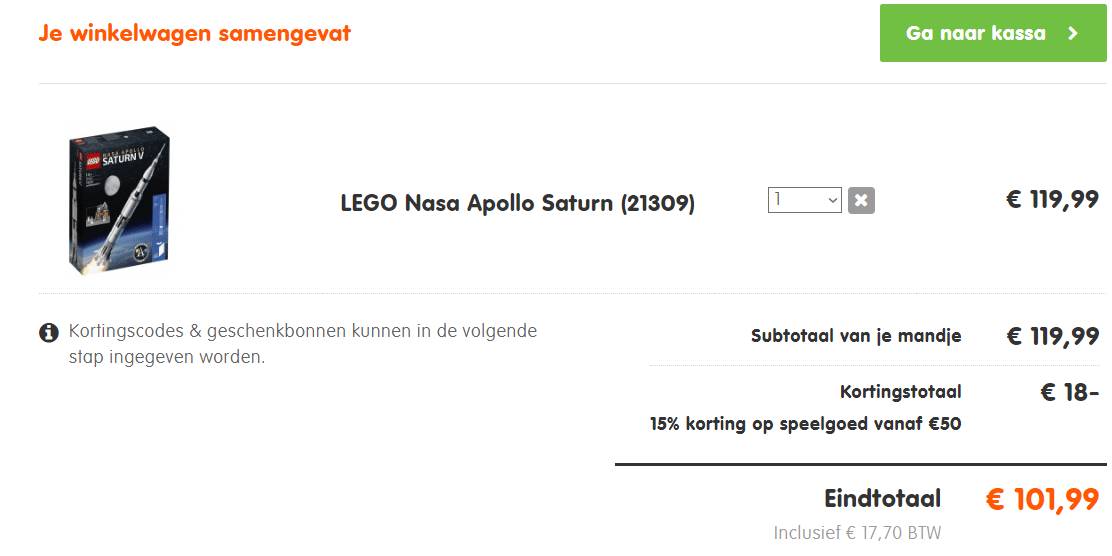 LEGO Nasa Apollo Saturn (21309) voor €101,99 Aanbiedingen Enlarged image