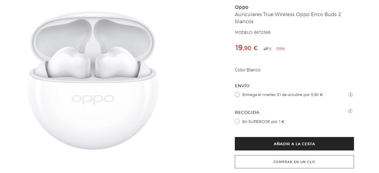 Auriculares True Wireless Oppo Enco Buds 2 blancos